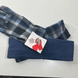 Augusta Sportswear Headbands w/ Plaid Gloves. Blue & Black. OSFM.